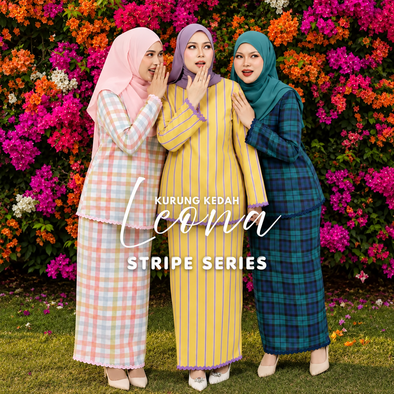 AS SUFFIYAH STRIPE EDITION KURUNG KEDAH LEONA RIC RAC LACE ENGLISH COTTON